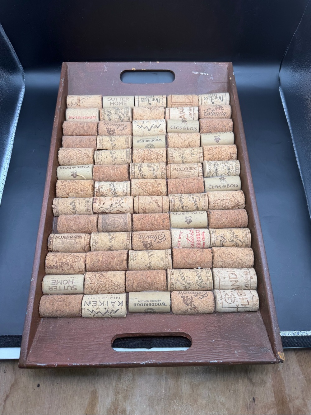 Handmade Wine Cork Serving Tray Rustic Bar Decor Wooden Tray